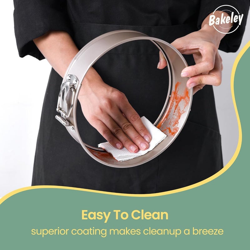 Bakeley 9 Inch Springform Cake Pans, Non-Stick, Spring Form Pans 9 inch with Removable Bottom, Spring Form Pan, Carbon Steel, Cheesecake Pan (Champagne Gold) - Image 4